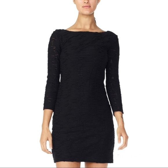 Armani Exchange Black Sheer Textured Body-cone Mini Dress Size M - Picture 1 of 13